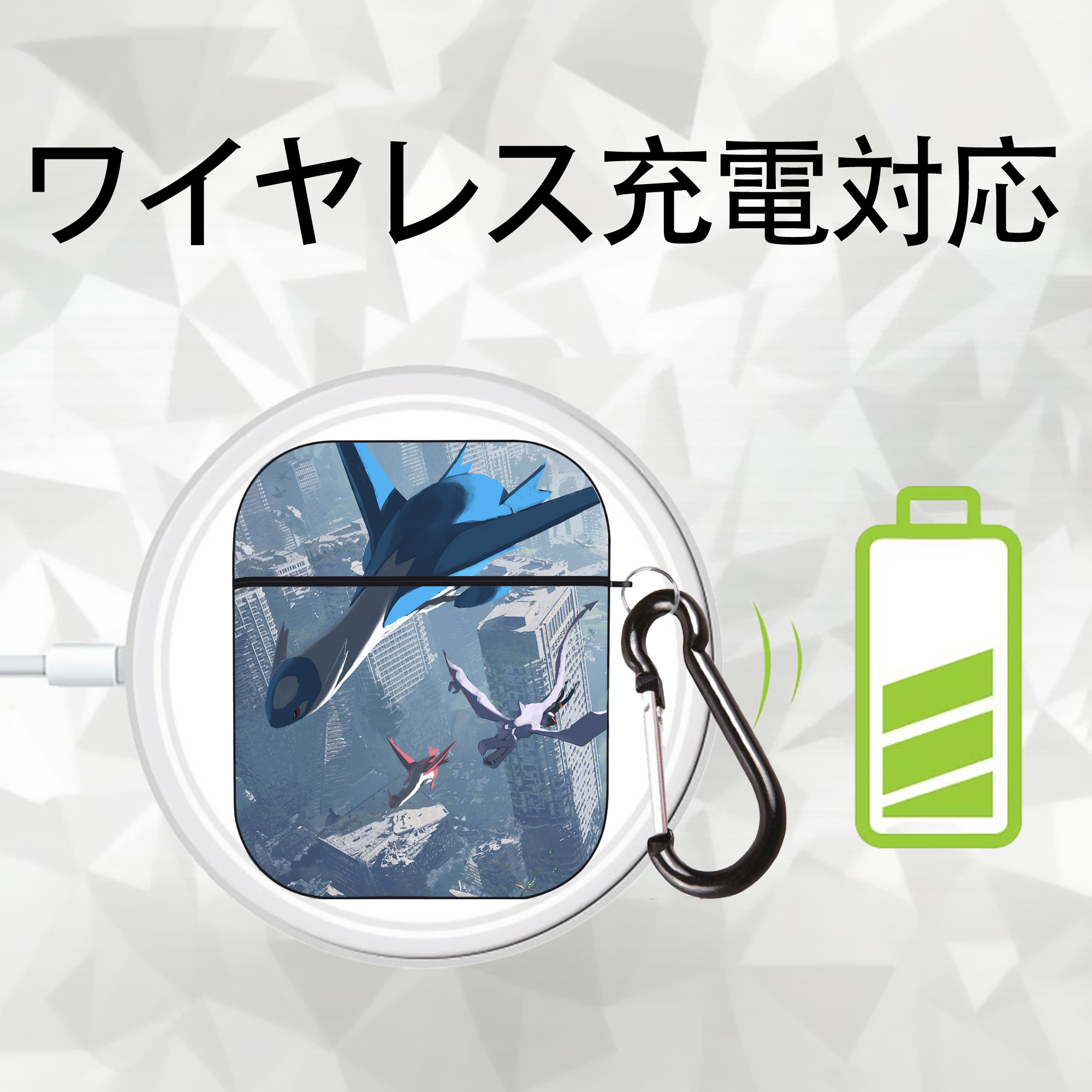 ポケットモンスター Pokémon AirPods 第2世代保護ケース ハードシェル ブラック 耐衝撃・防指紋・カラビナ付き