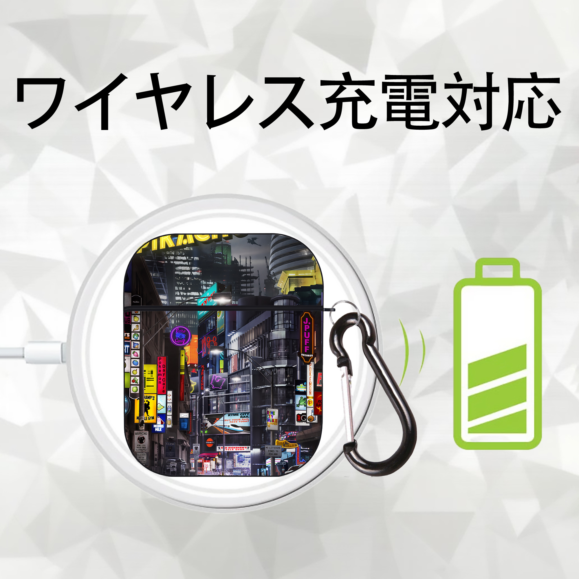 ポケットモンスター Pokémon AirPods 第2世代保護ケース ハードシェル ブラック 耐衝撃・防指紋・カラビナ付き