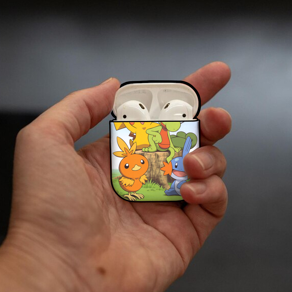 ポケットモンスター Pokémon AirPods 第2世代保護ケース ハードシェル ブラック 耐衝撃・防指紋・カラビナ付き