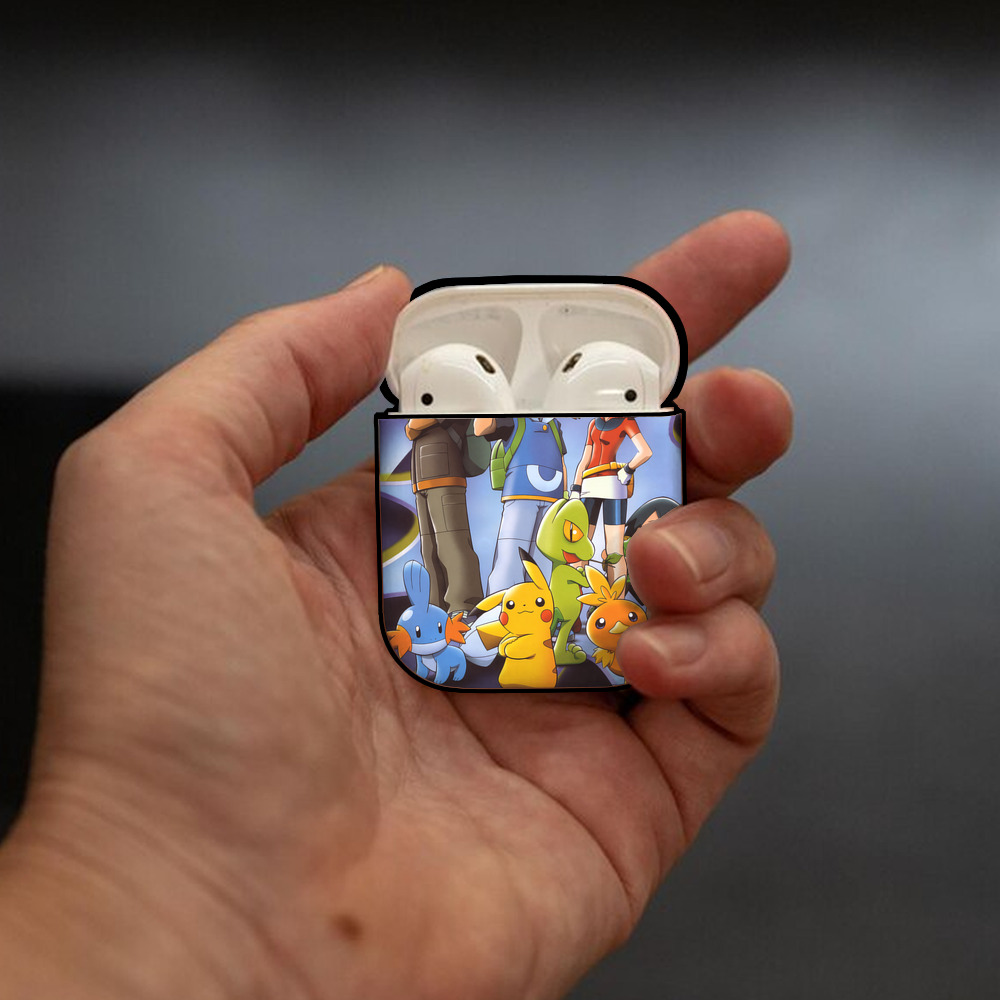 ポケットモンスター Pokémon AirPods 第2世代保護ケース ハードシェル ブラック 耐衝撃・防指紋・カラビナ付き