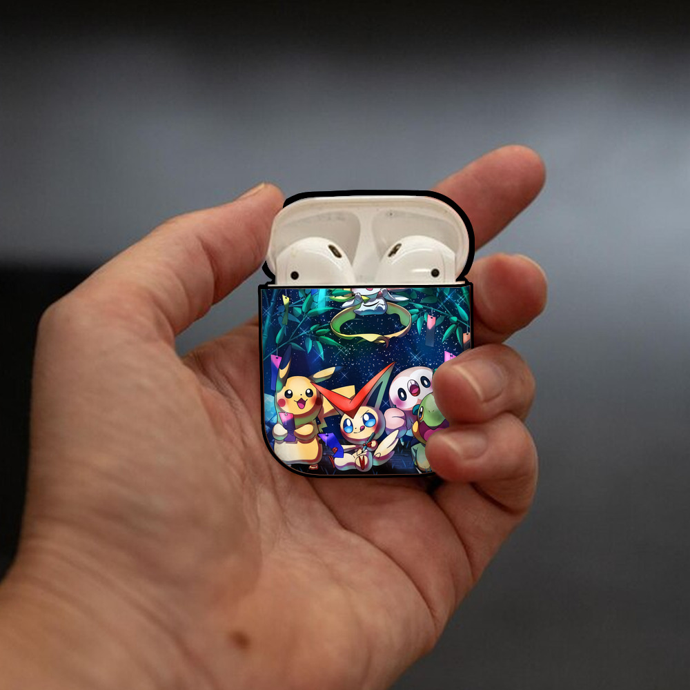 ポケットモンスター Pokémon AirPods 第2世代保護ケース ハードシェル ブラック 耐衝撃・防指紋・カラビナ付き