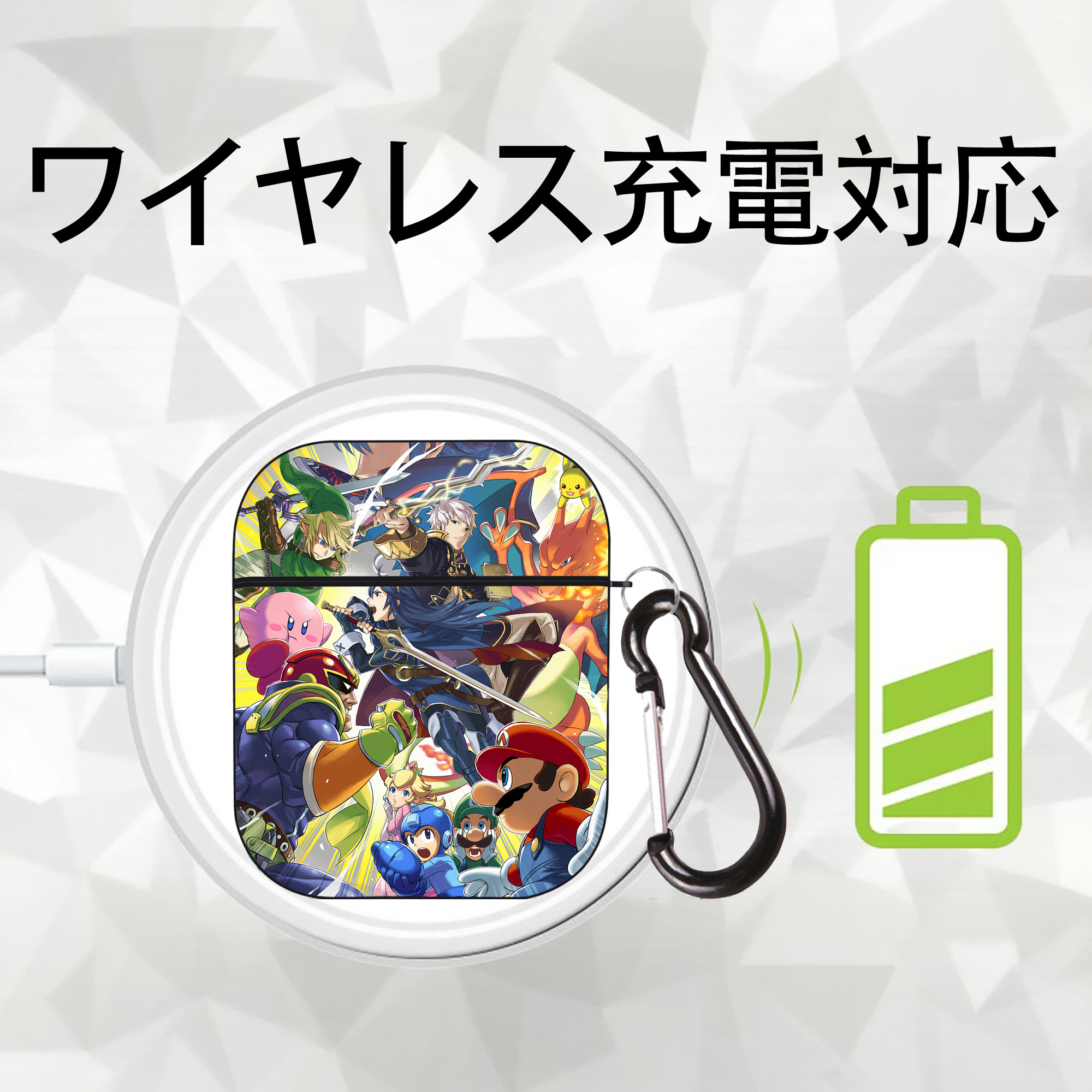 ポケットモンスター Pokémon AirPods 第2世代保護ケース ハードシェル ブラック 耐衝撃・防指紋・カラビナ付き
