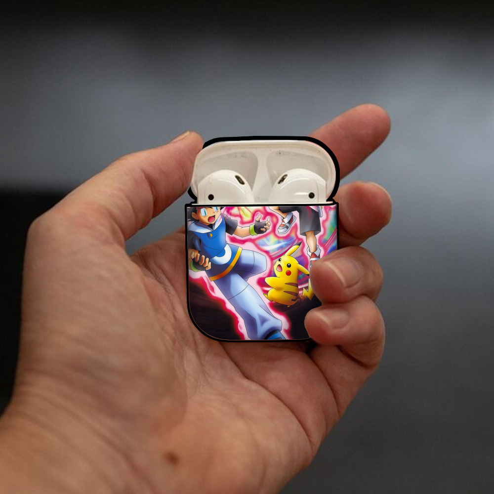 ポケットモンスター Pokémon AirPods 第2世代保護ケース ハードシェル ブラック 耐衝撃・防指紋・カラビナ付き