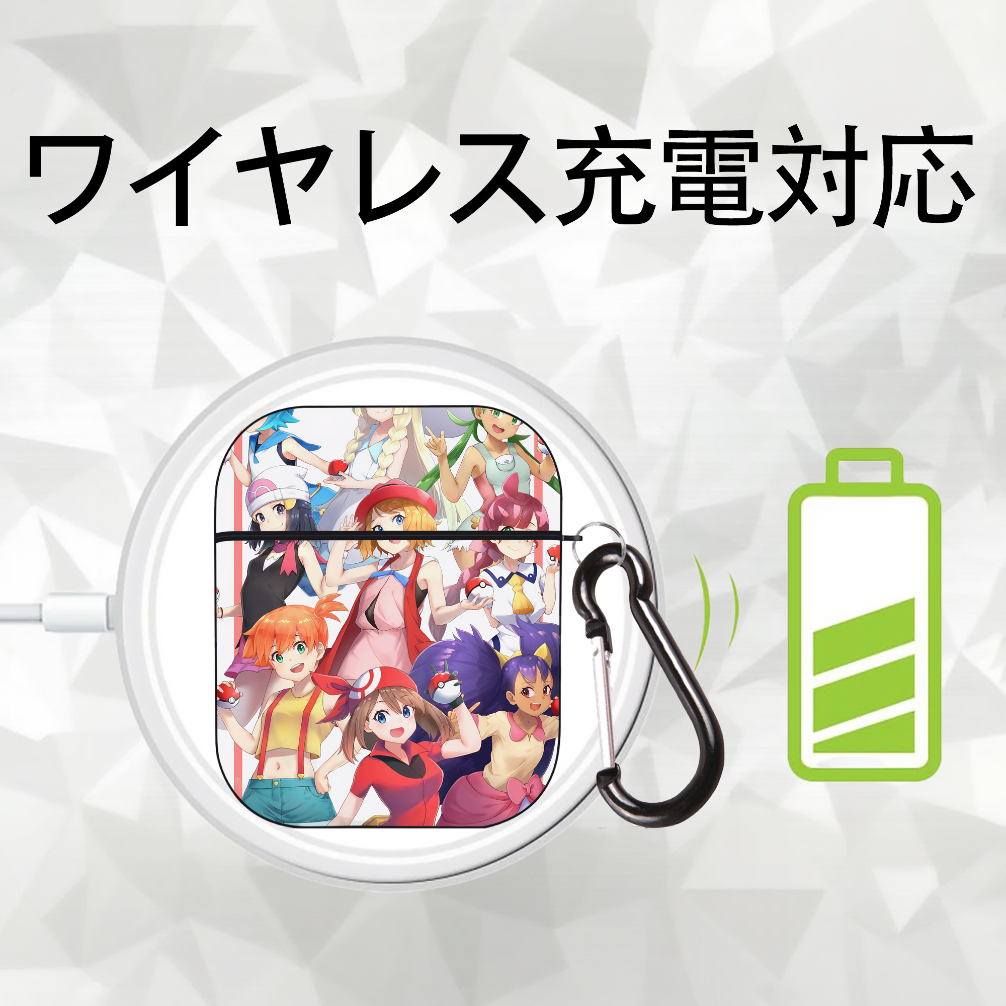 ポケットモンスター Pokémon AirPods 第2世代保護ケース ハードシェル ブラック 耐衝撃・防指紋・カラビナ付き