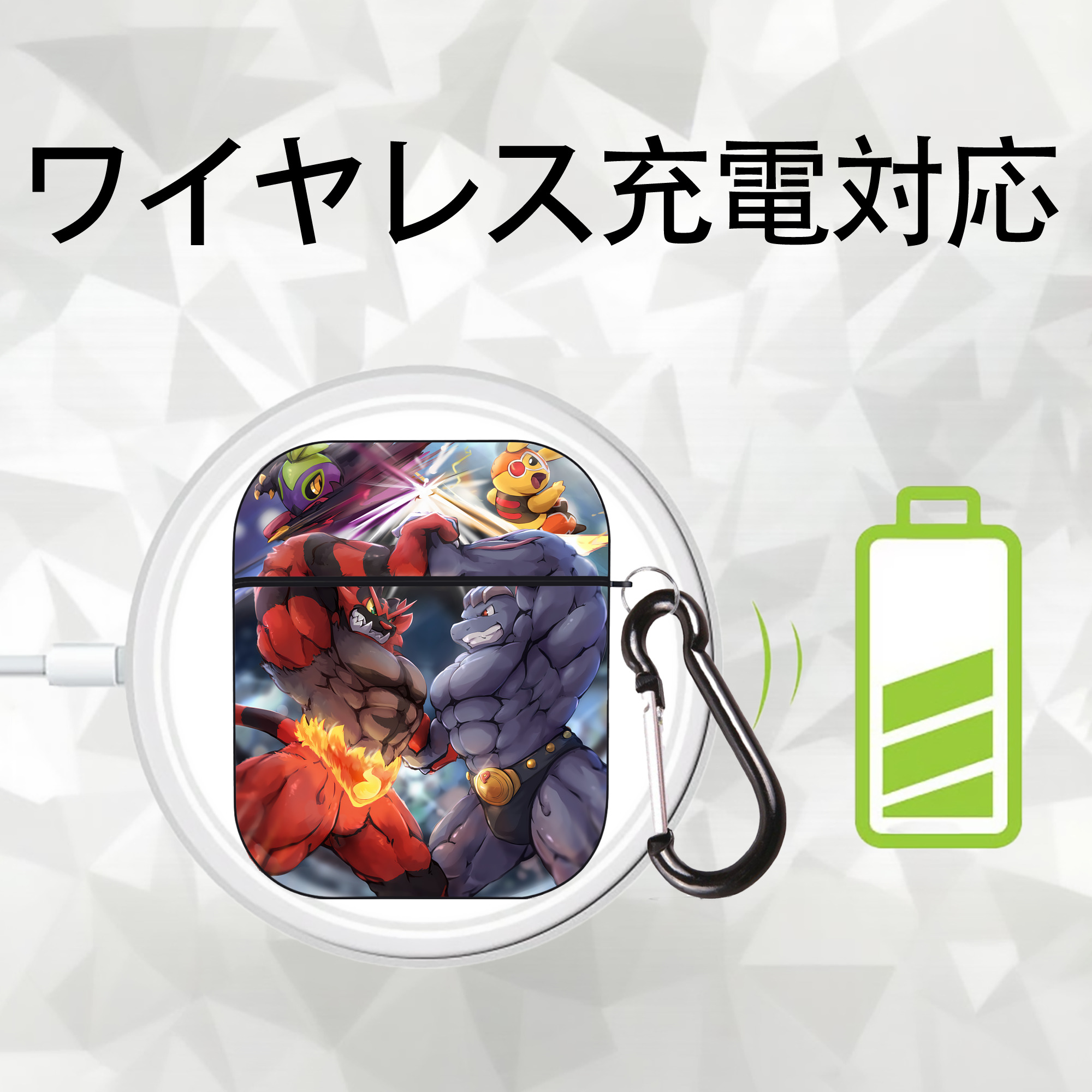 ポケットモンスター Pokémon AirPods 第2世代保護ケース ハードシェル ブラック 耐衝撃・防指紋・カラビナ付き