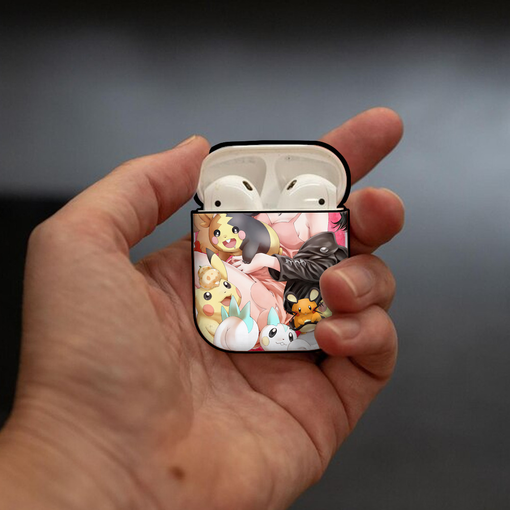 ポケットモンスター Pokémon AirPods 第2世代保護ケース ハードシェル ブラック 耐衝撃・防指紋・カラビナ付き