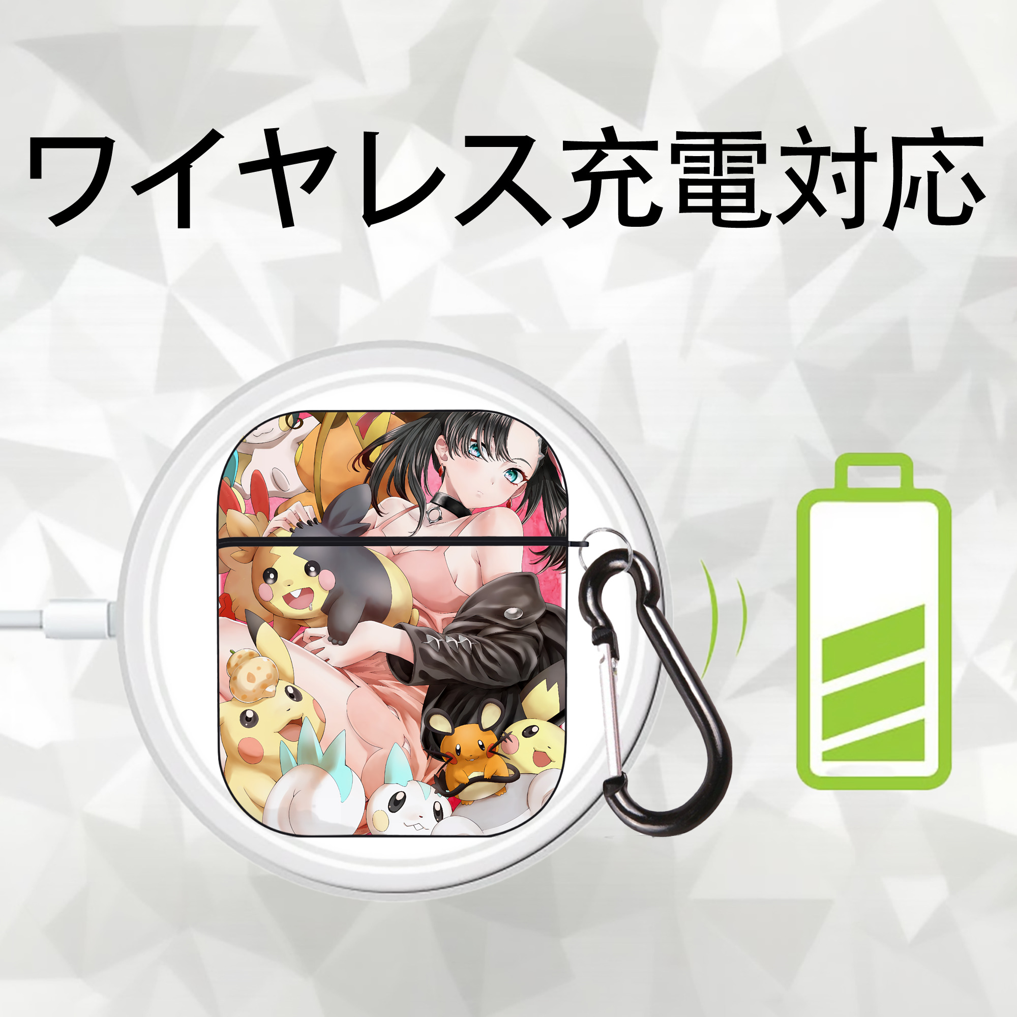 ポケットモンスター Pokémon AirPods 第2世代保護ケース ハードシェル ブラック 耐衝撃・防指紋・カラビナ付き
