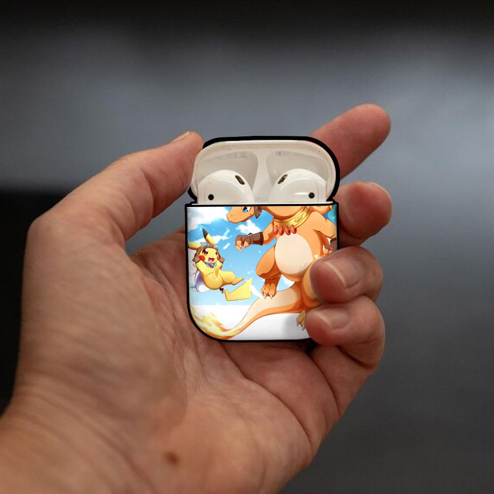 ポケットモンスター Pokémon AirPods 第2世代保護ケース ハードシェル ブラック 耐衝撃・防指紋・カラビナ付き