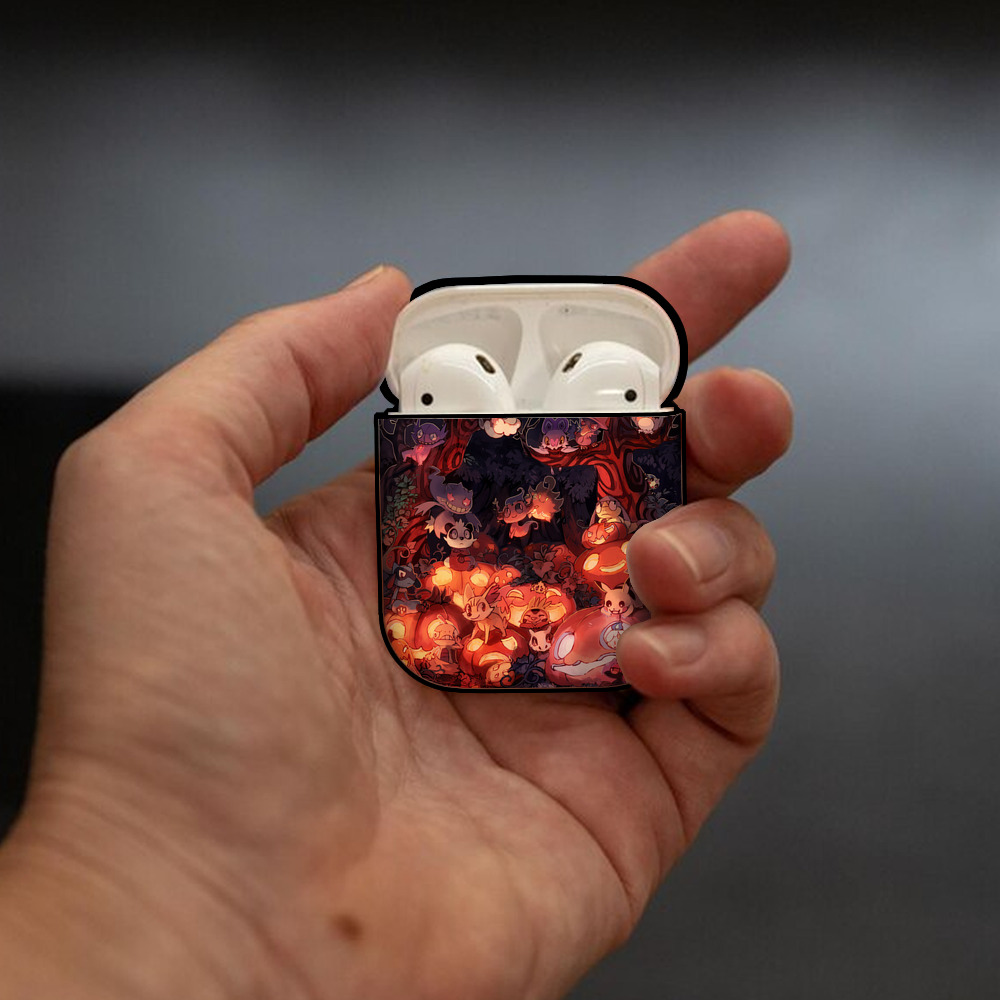 ポケットモンスター Pokémon AirPods 第2世代保護ケース ハードシェル ブラック 耐衝撃・防指紋・カラビナ付き
