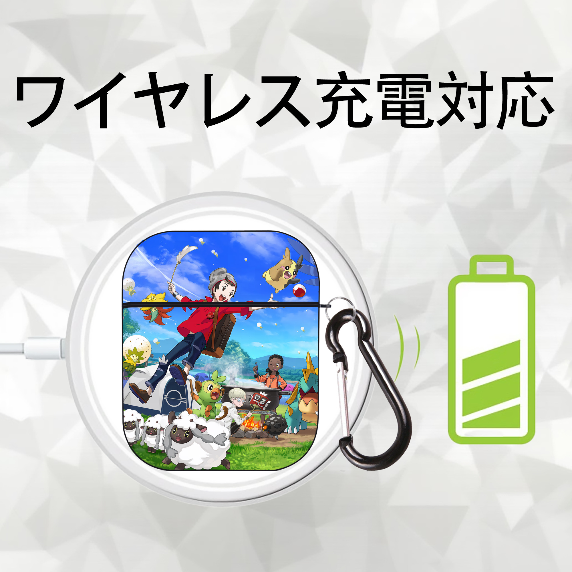 ポケットモンスター Pokémon AirPods 第2世代保護ケース ハードシェル ブラック 耐衝撃・防指紋・カラビナ付き