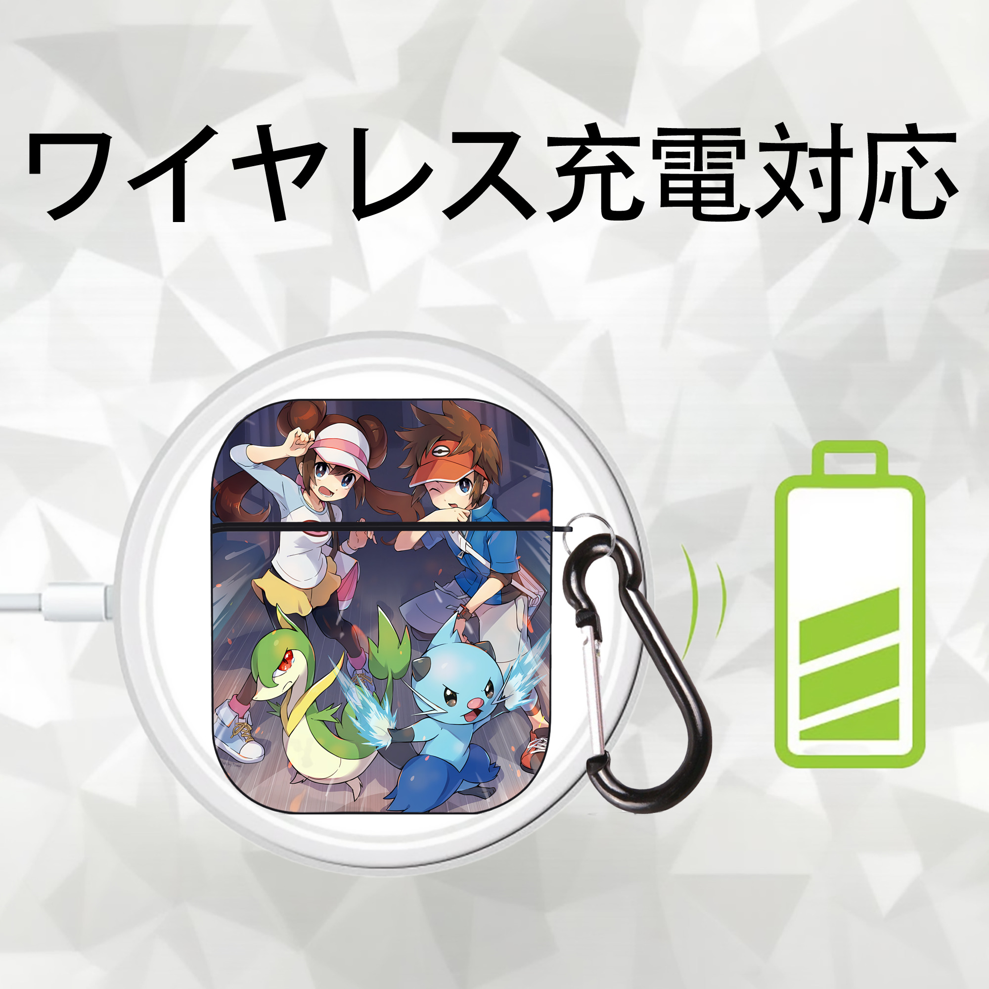 ポケットモンスター Pokémon AirPods 第2世代保護ケース ハードシェル ブラック 耐衝撃・防指紋・カラビナ付き