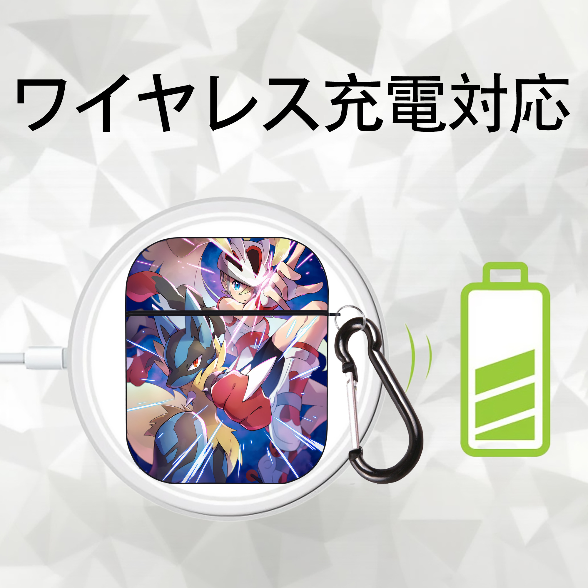 ポケットモンスター Pokémon AirPods 第2世代保護ケース ハードシェル ブラック 耐衝撃・防指紋・カラビナ付き