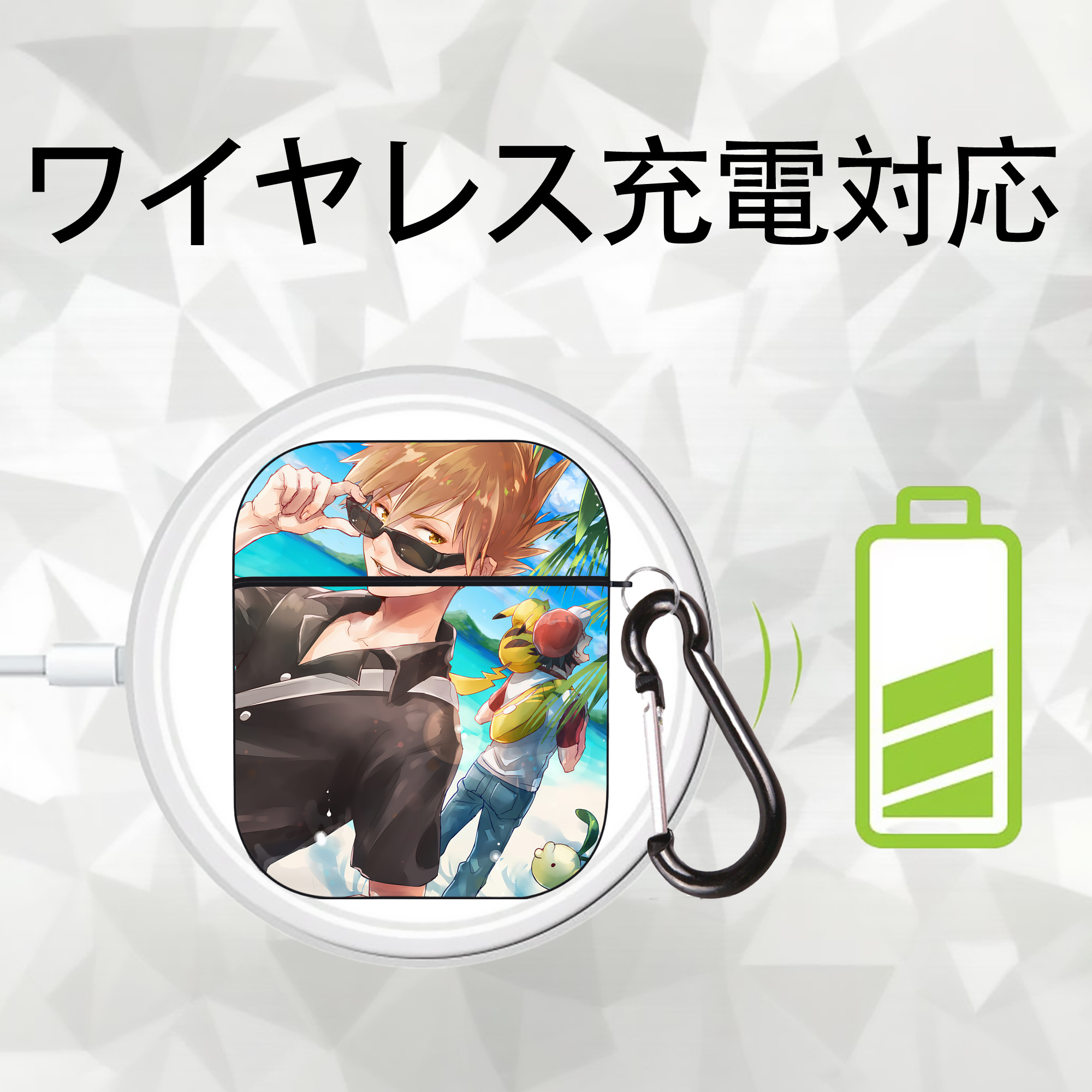 ポケットモンスター Pokémon AirPods 第2世代保護ケース ハードシェル ブラック 耐衝撃・防指紋・カラビナ付き
