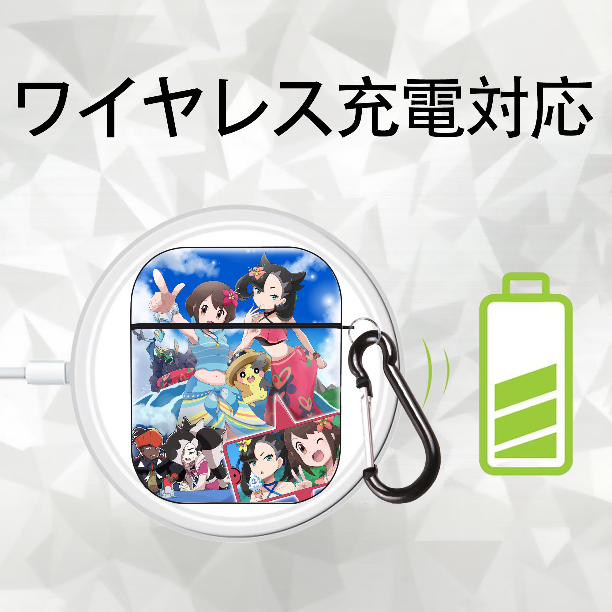 ポケットモンスター Pokémon AirPods 第2世代保護ケース ハードシェル ブラック 耐衝撃・防指紋・カラビナ付き