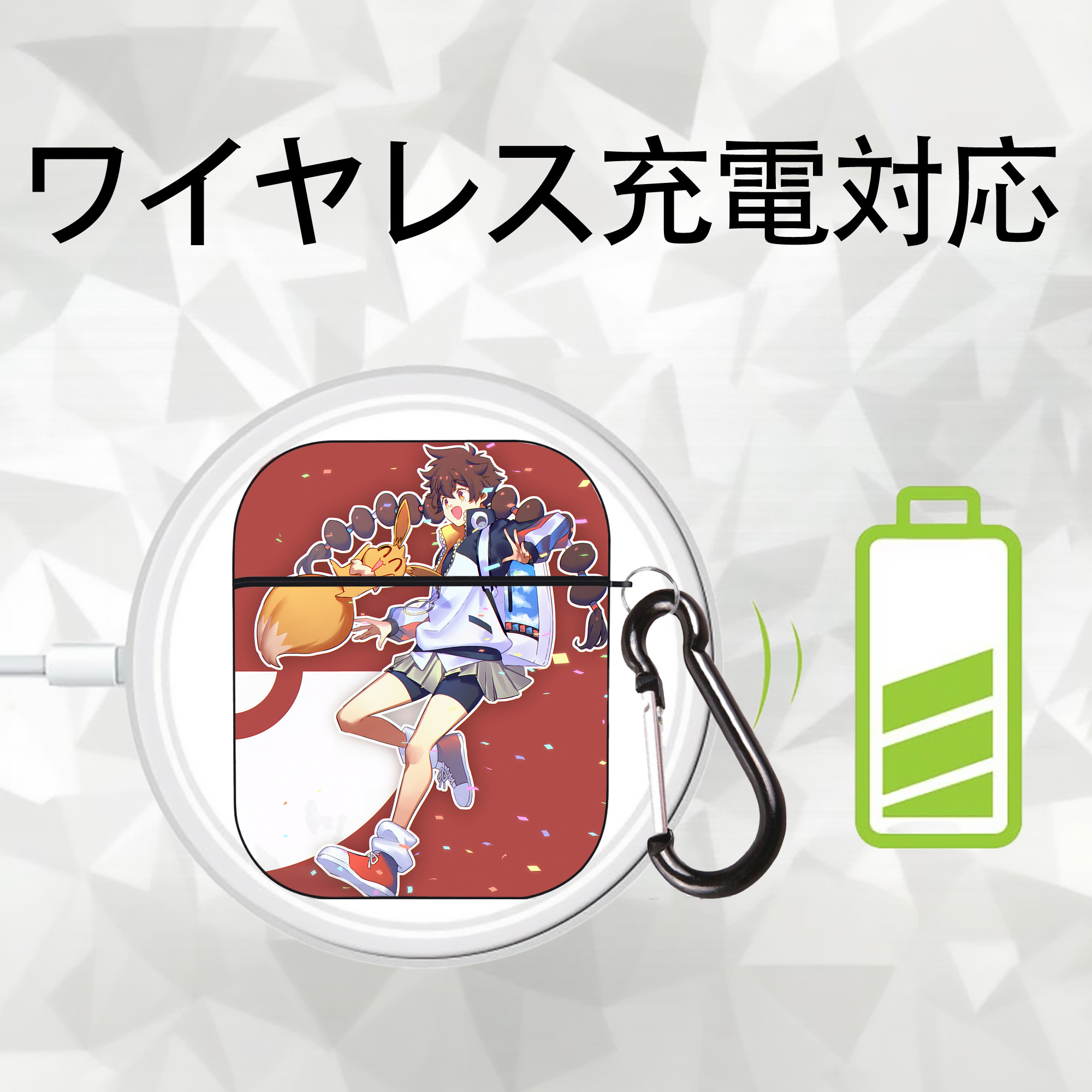 ポケットモンスター Pokémon AirPods 第2世代保護ケース ハードシェル ブラック 耐衝撃・防指紋・カラビナ付き
