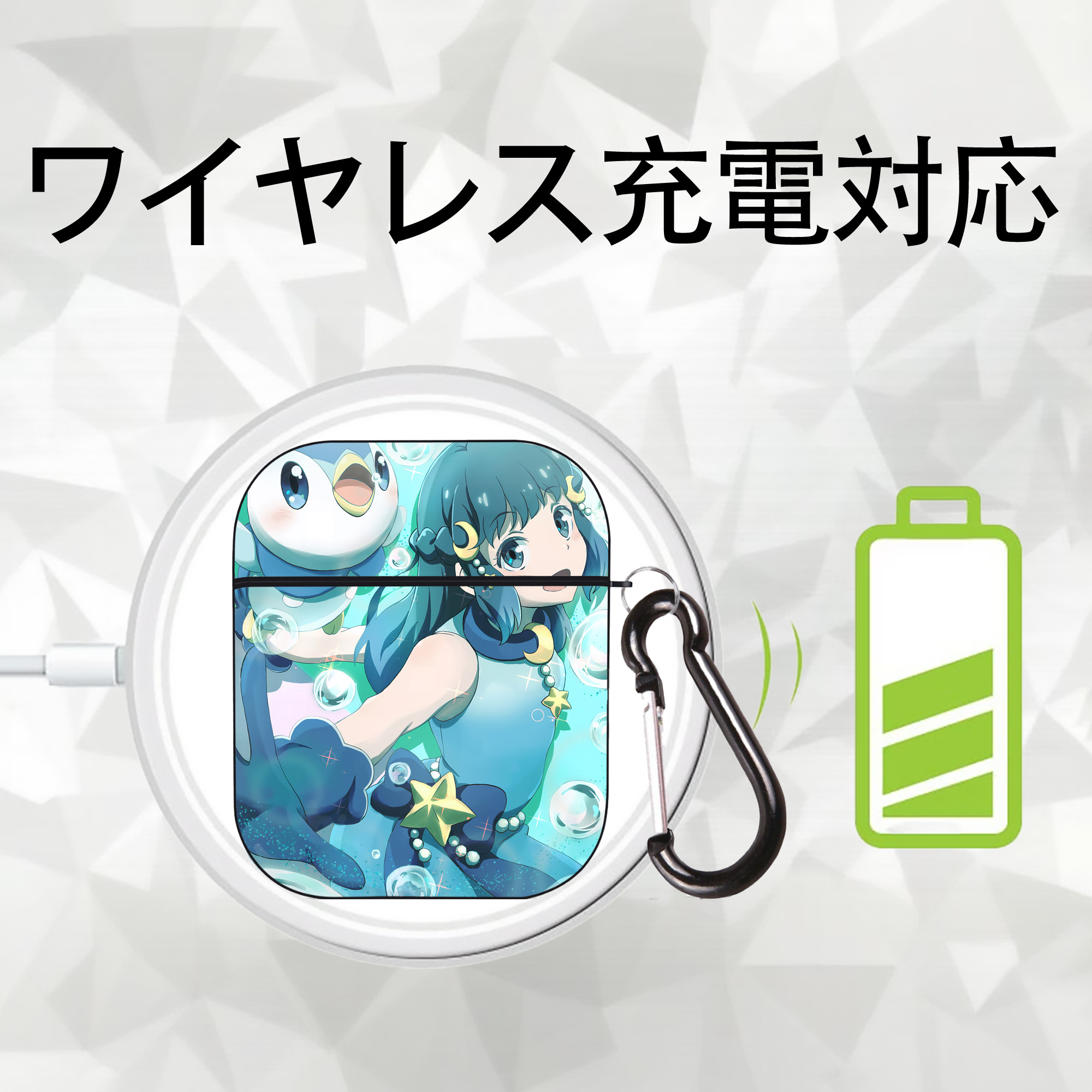 ポケットモンスター Pokémon AirPods 第2世代保護ケース ハードシェル ブラック 耐衝撃・防指紋・カラビナ付き