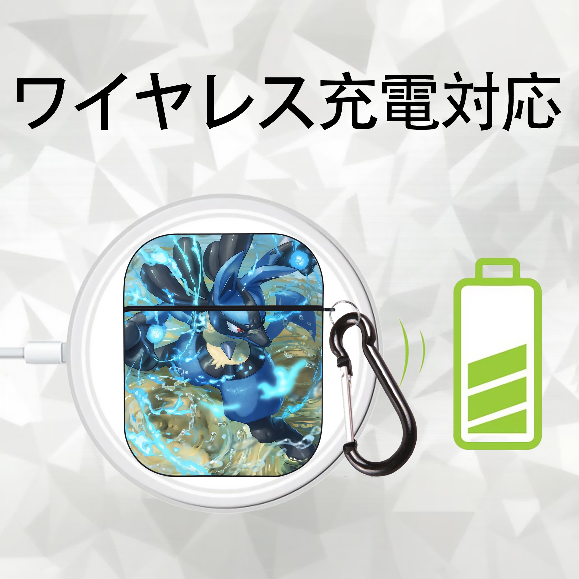 ポケットモンスター Pokémon AirPods 第2世代保護ケース ハードシェル ブラック 耐衝撃・防指紋・カラビナ付き