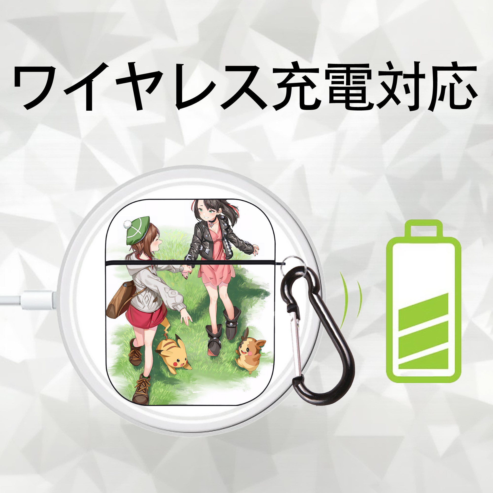ポケットモンスター Pokémon AirPods 第2世代保護ケース ハードシェル ブラック 耐衝撃・防指紋・カラビナ付き