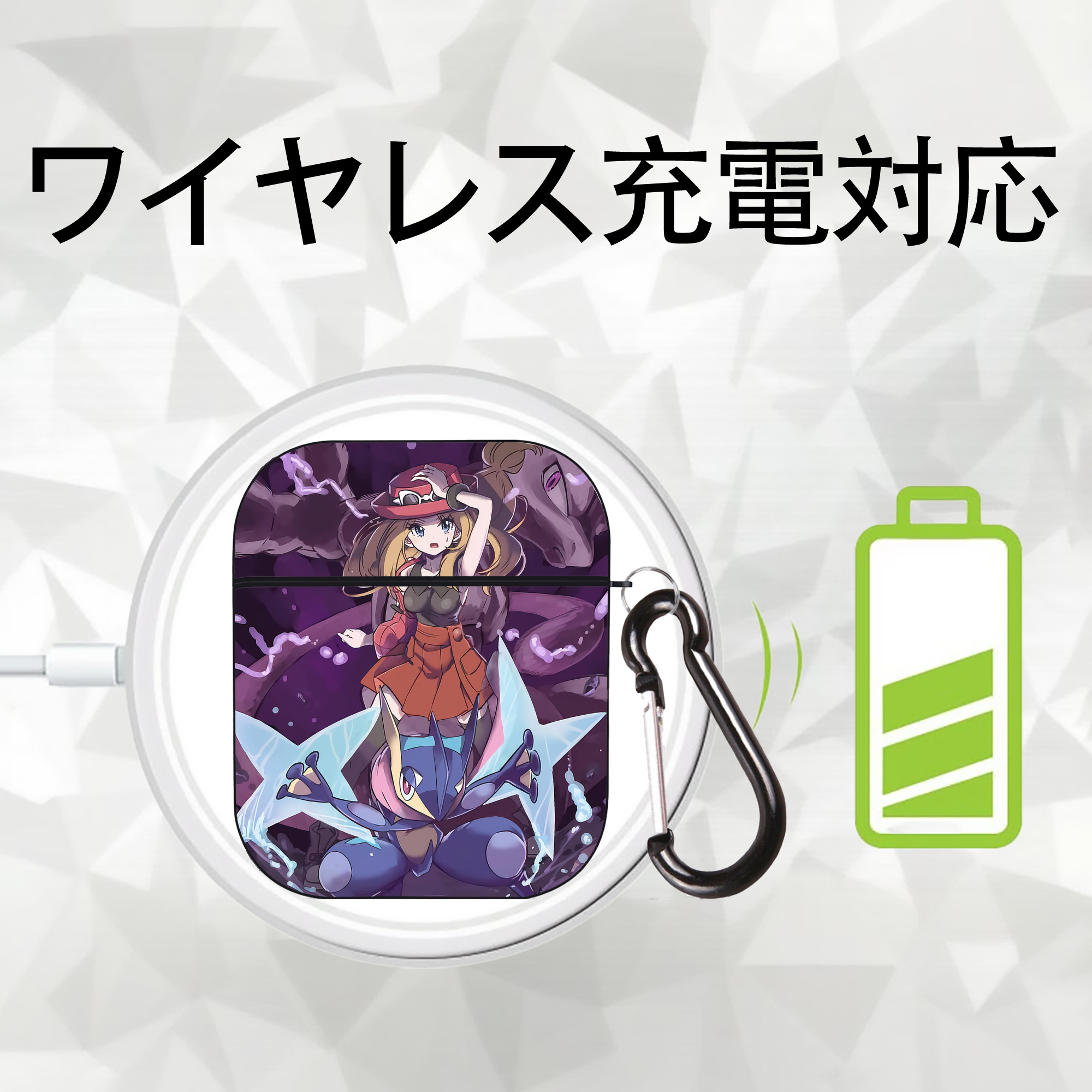 ポケットモンスター Pokémon AirPods 第2世代保護ケース ハードシェル ブラック 耐衝撃・防指紋・カラビナ付き