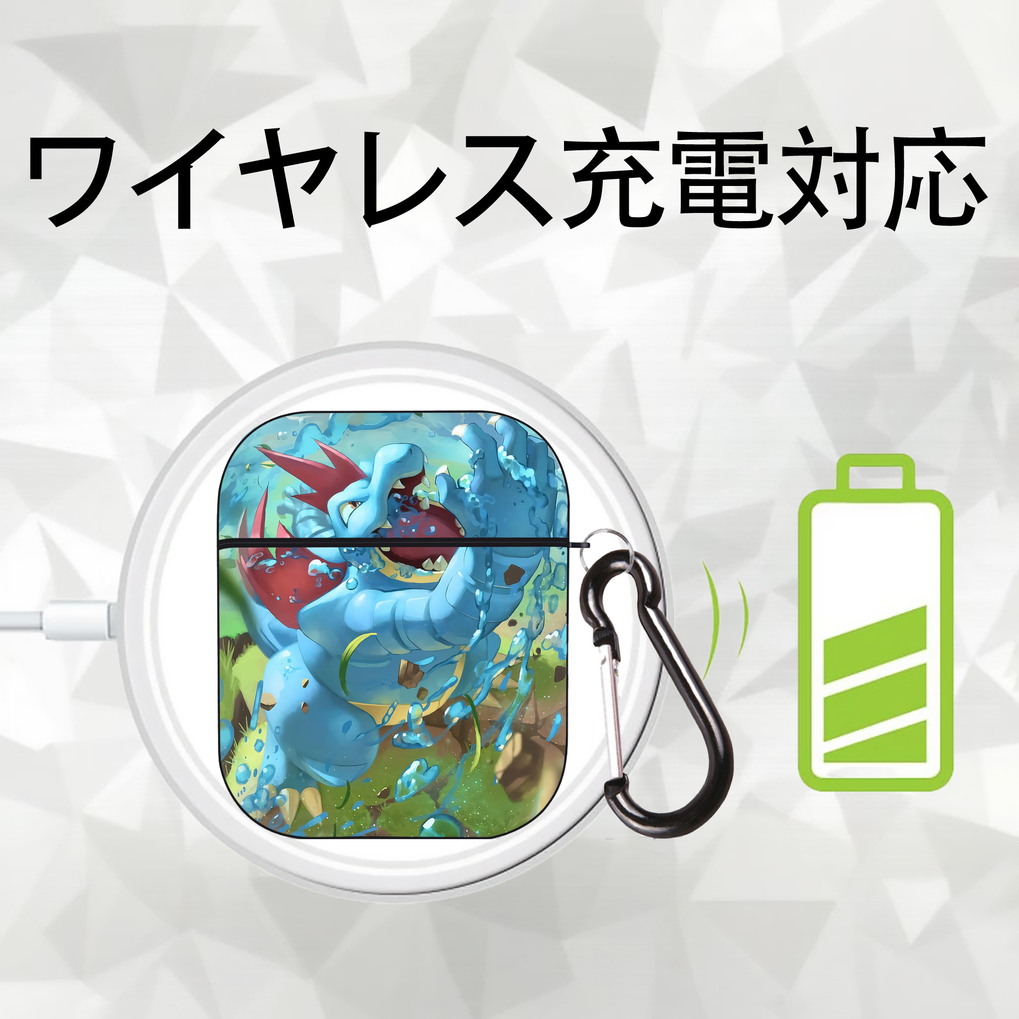 ポケットモンスター Pokémon AirPods 第2世代保護ケース ハードシェル ブラック 耐衝撃・防指紋・カラビナ付き