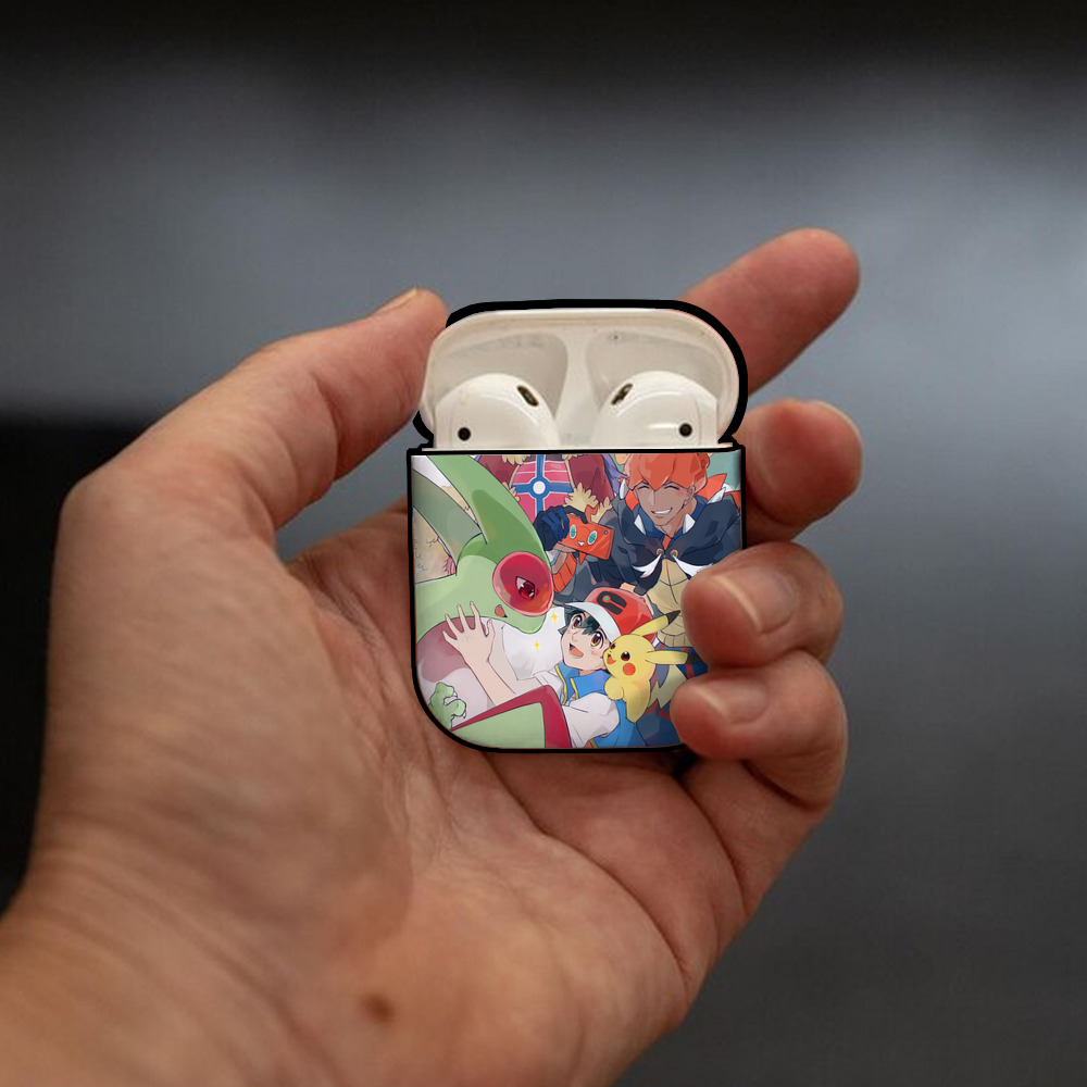 ポケットモンスター Pokémon AirPods 第2世代保護ケース ハードシェル ブラック 耐衝撃・防指紋・カラビナ付き