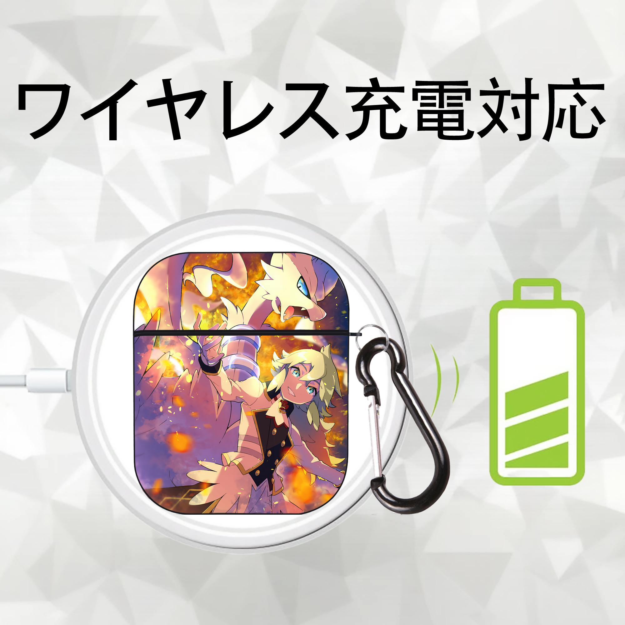 ポケットモンスター Pokémon AirPods 第2世代保護ケース ハードシェル ブラック 耐衝撃・防指紋・カラビナ付き