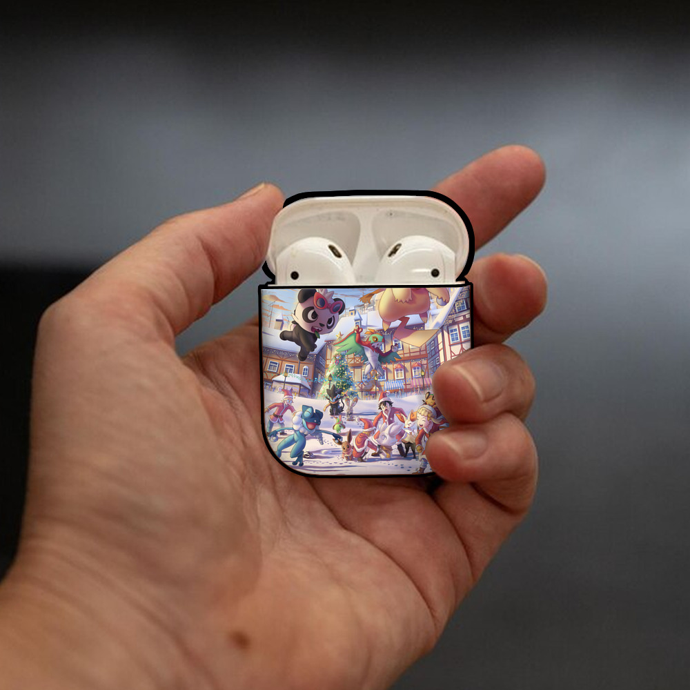 ポケットモンスター Pokémon AirPods 第2世代保護ケース ハードシェル ブラック 耐衝撃・防指紋・カラビナ付き