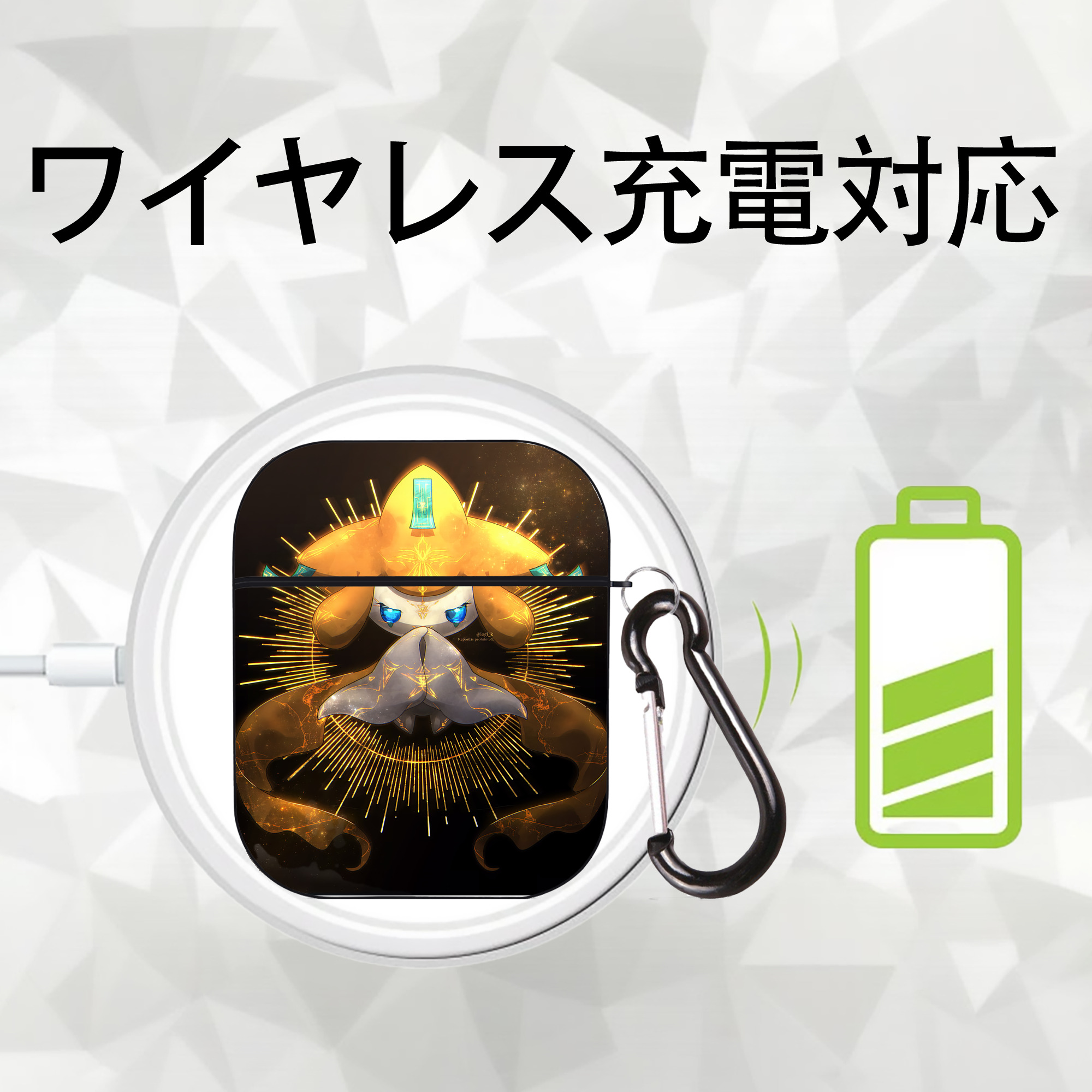 ポケットモンスター Pokémon AirPods 第2世代保護ケース ハードシェル ブラック 耐衝撃・防指紋・カラビナ付き
