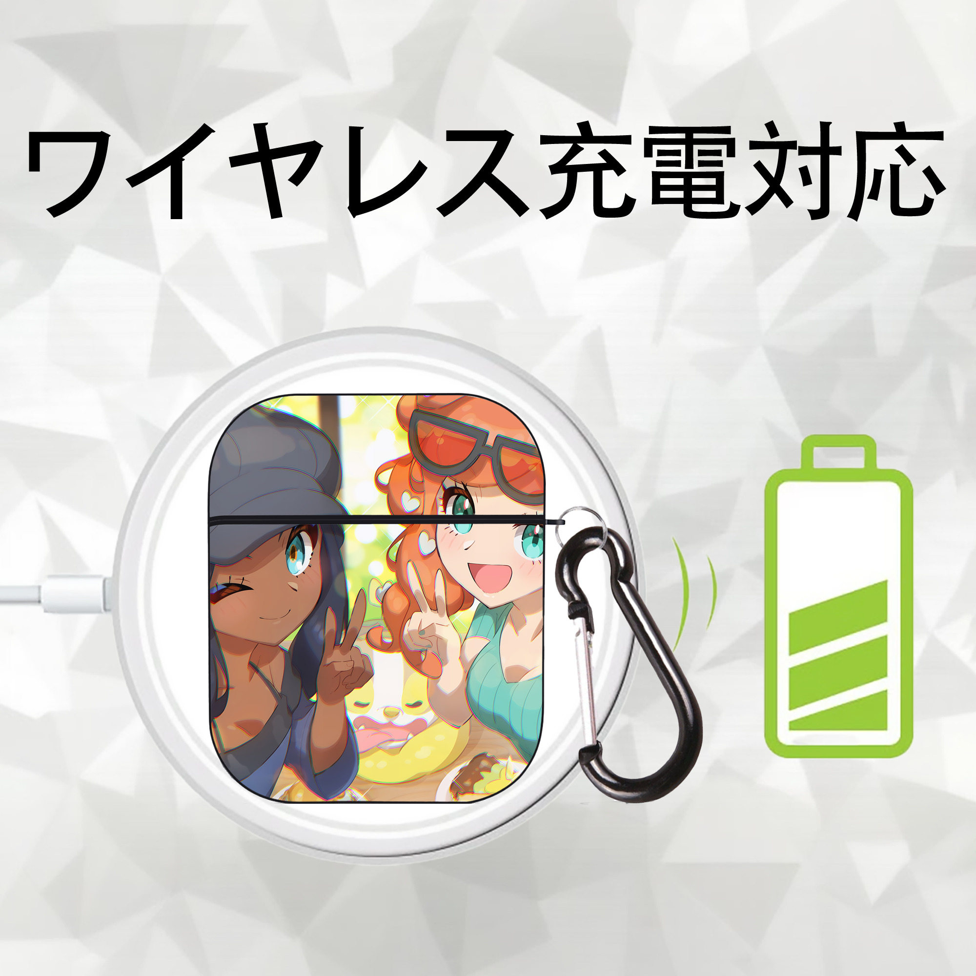 ポケットモンスター Pokémon AirPods 第2世代保護ケース ハードシェル ブラック 耐衝撃・防指紋・カラビナ付き