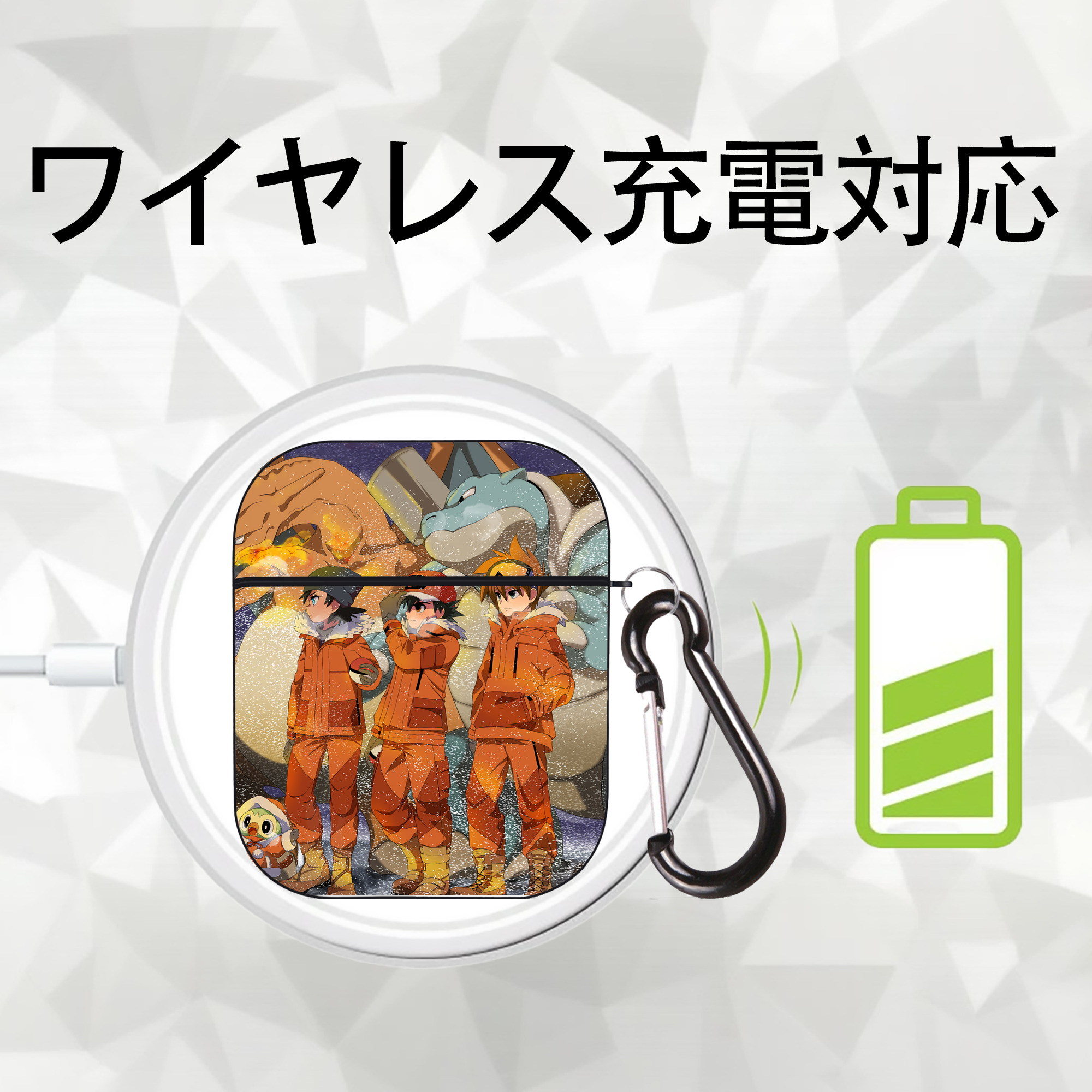 ポケットモンスター Pokémon AirPods 第2世代保護ケース ハードシェル ブラック 耐衝撃・防指紋・カラビナ付き