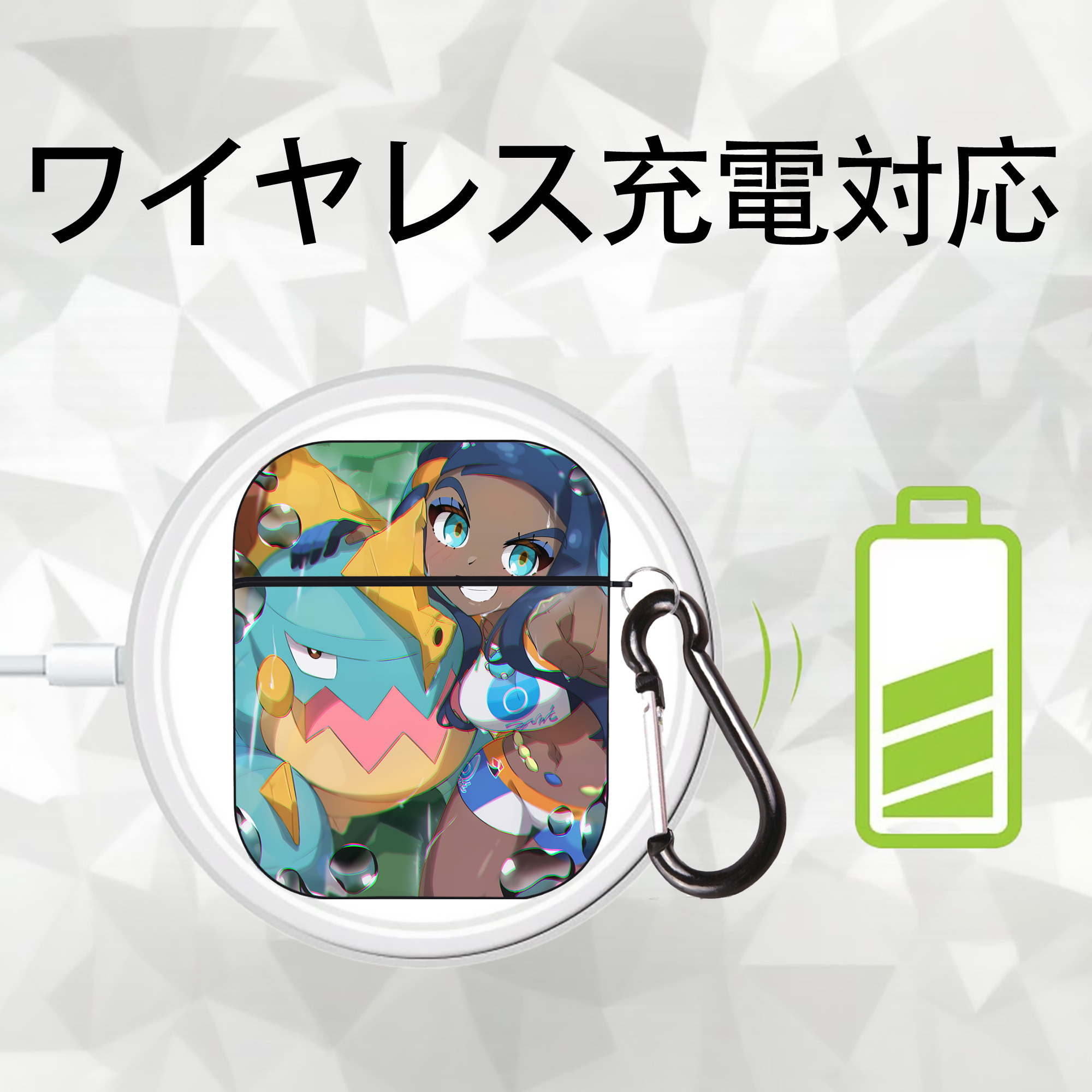 ポケットモンスター Pokémon AirPods 第2世代保護ケース ハードシェル ブラック 耐衝撃・防指紋・カラビナ付き