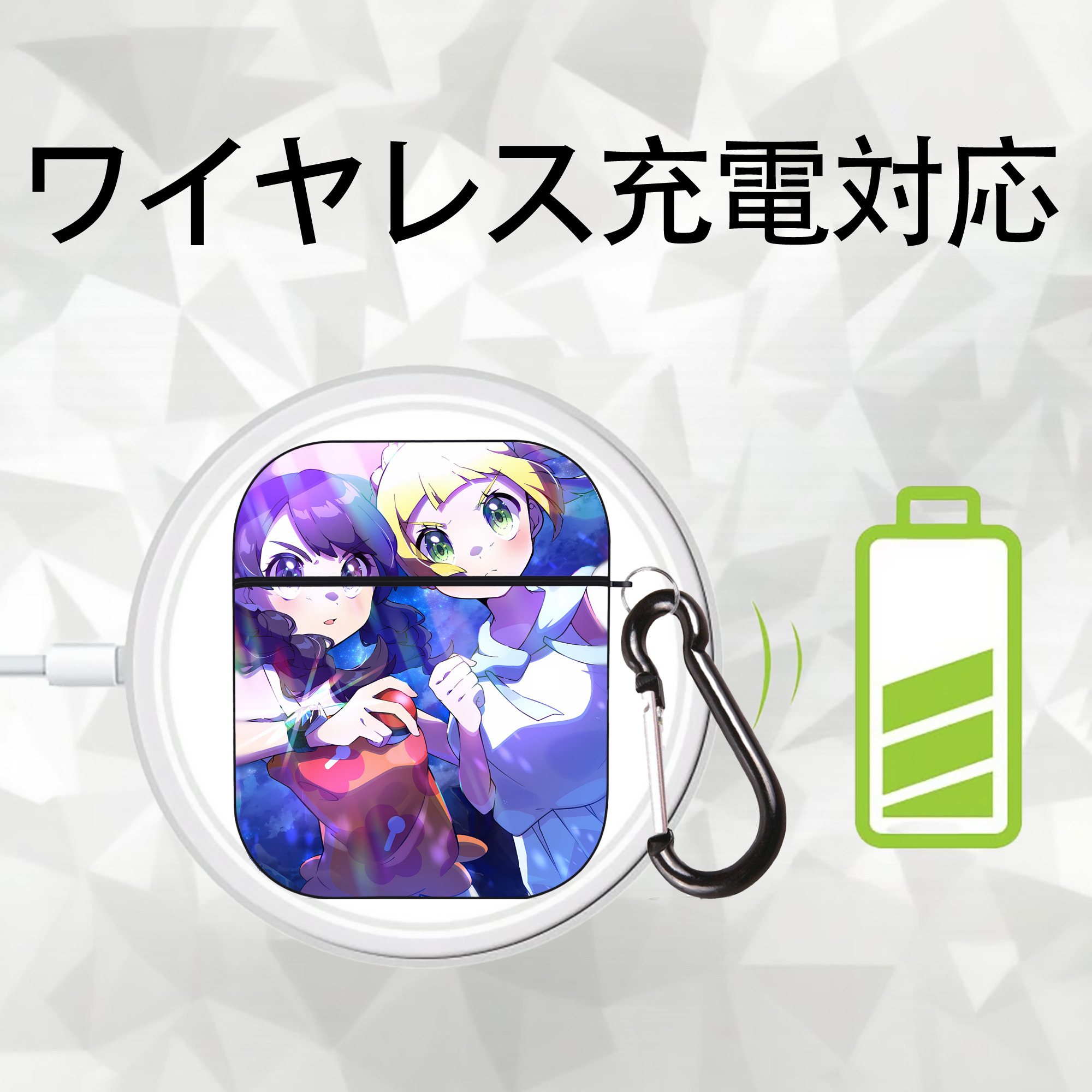 ポケットモンスター Pokémon AirPods 第2世代保護ケース ハードシェル ブラック 耐衝撃・防指紋・カラビナ付き