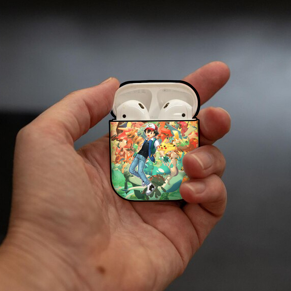 ポケットモンスター Pokémon AirPods 第2世代保護ケース ハードシェル ブラック 耐衝撃・防指紋・カラビナ付き