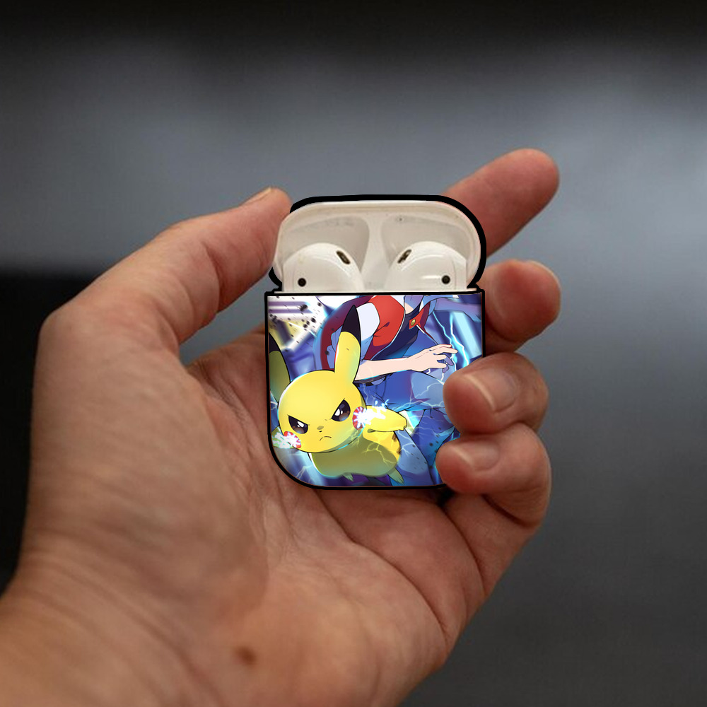 ポケットモンスター Pokémon AirPods 第2世代保護ケース ハードシェル ブラック 耐衝撃・防指紋・カラビナ付き