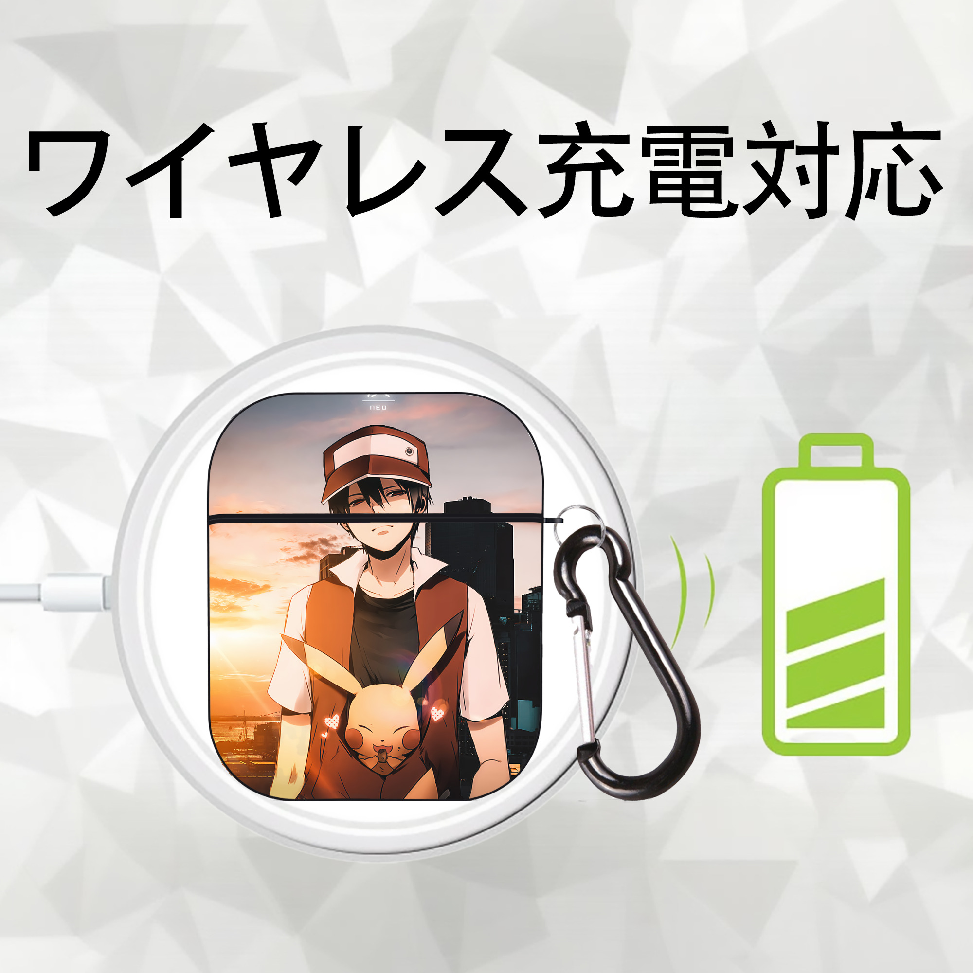 ポケットモンスター Pokémon AirPods 第2世代保護ケース ハードシェル ブラック 耐衝撃・防指紋・カラビナ付き