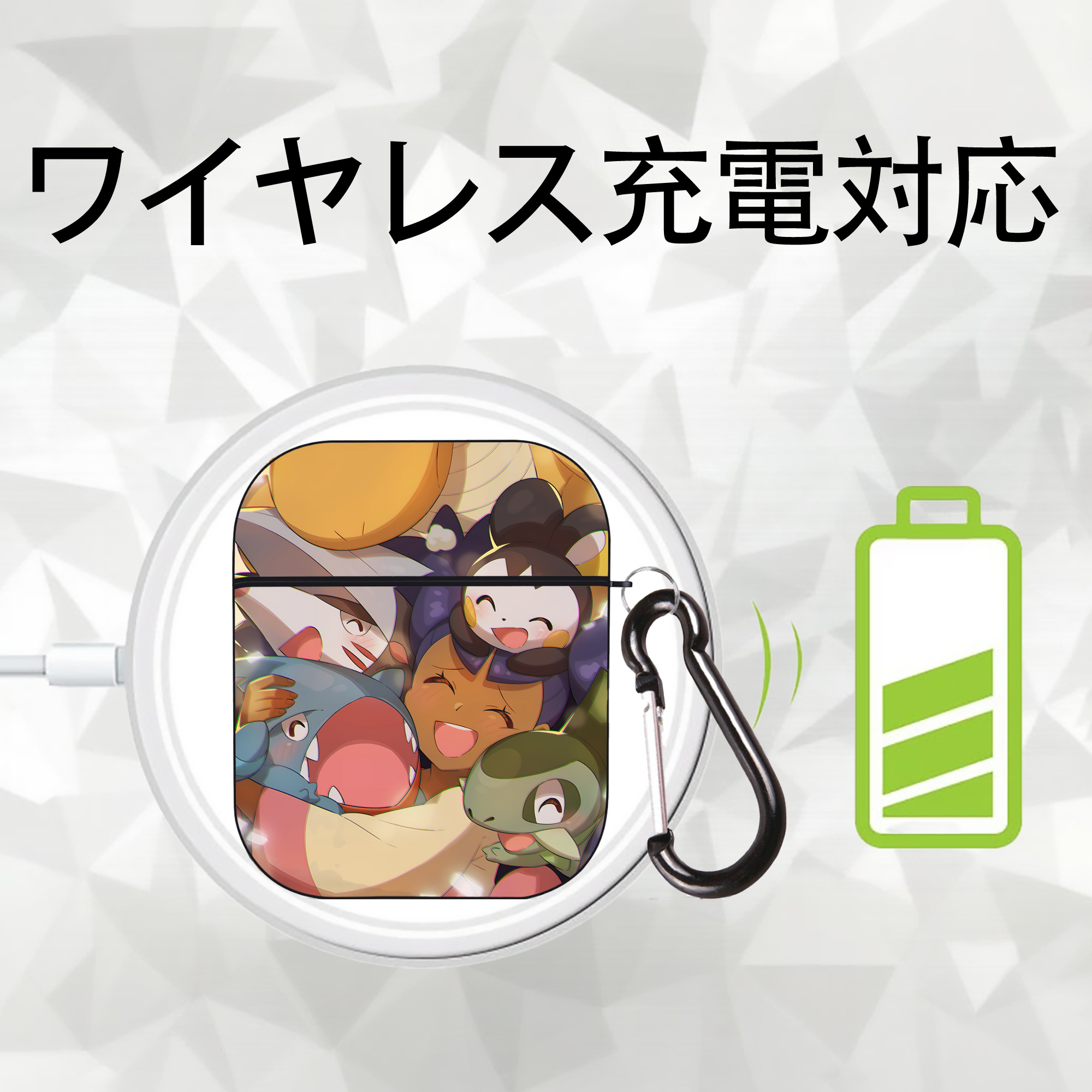 ポケットモンスター Pokémon AirPods 第2世代保護ケース ハードシェル ブラック 耐衝撃・防指紋・カラビナ付き