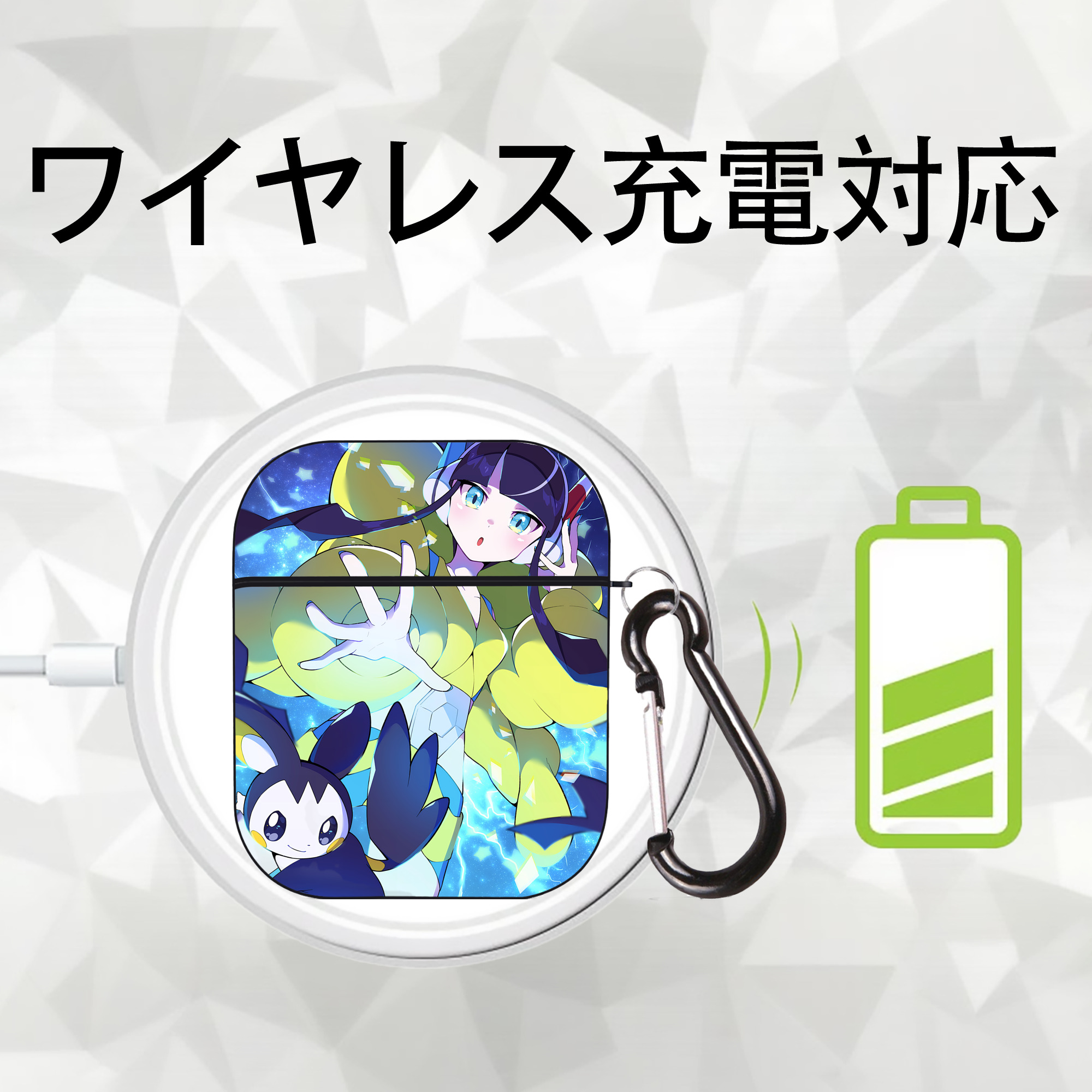 ポケットモンスター Pokémon AirPods 第2世代保護ケース ハードシェル ブラック 耐衝撃・防指紋・カラビナ付き