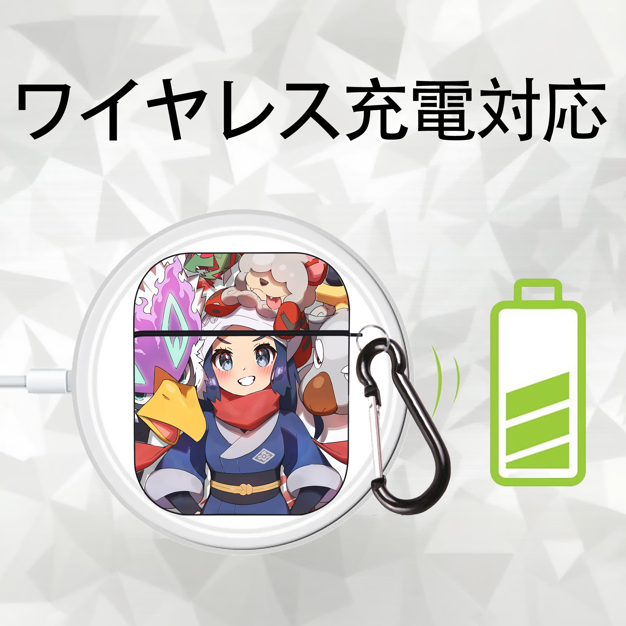 ポケットモンスター Pokémon AirPods 第2世代保護ケース ハードシェル ブラック 耐衝撃・防指紋・カラビナ付き