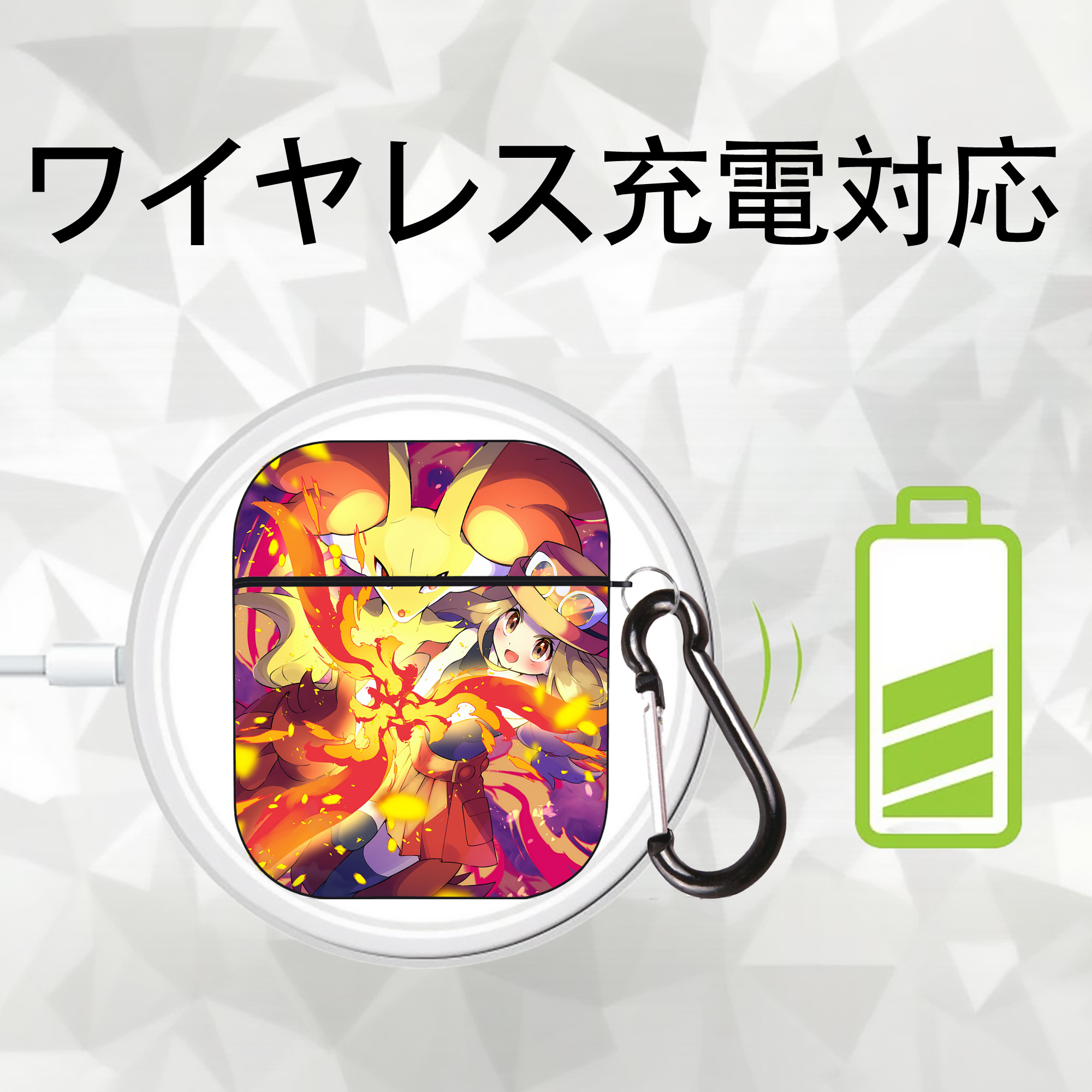 ポケットモンスター Pokémon AirPods 第2世代保護ケース ハードシェル ブラック 耐衝撃・防指紋・カラビナ付き