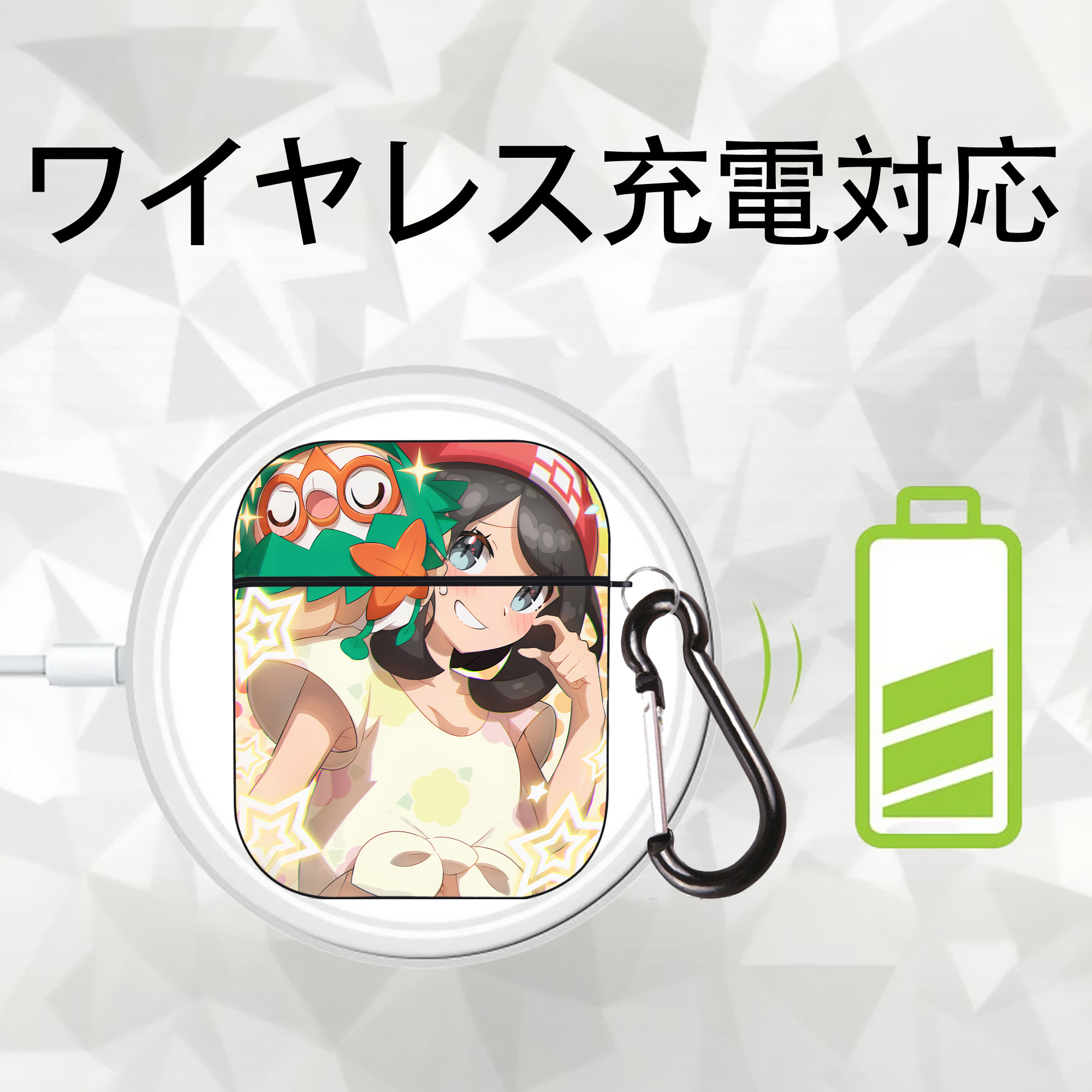 ポケットモンスター Pokémon AirPods 第2世代保護ケース ハードシェル ブラック 耐衝撃・防指紋・カラビナ付き